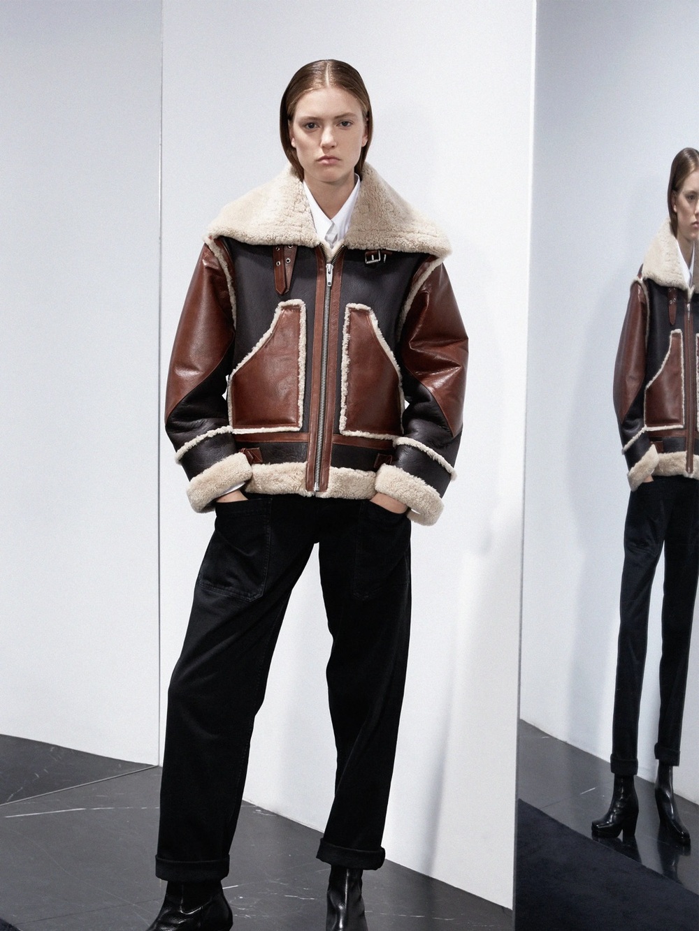 The Kooples Leather Shearling Jacket